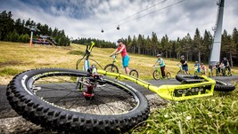 Horské koloběžky Crussis jsou vybavené kotoučovými brzdami, odpruženou vidlicí a pneumatikami do terénu